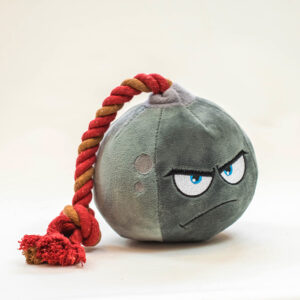 Plush Bomb-Shaped Dog Chew Toy with Rope Tail