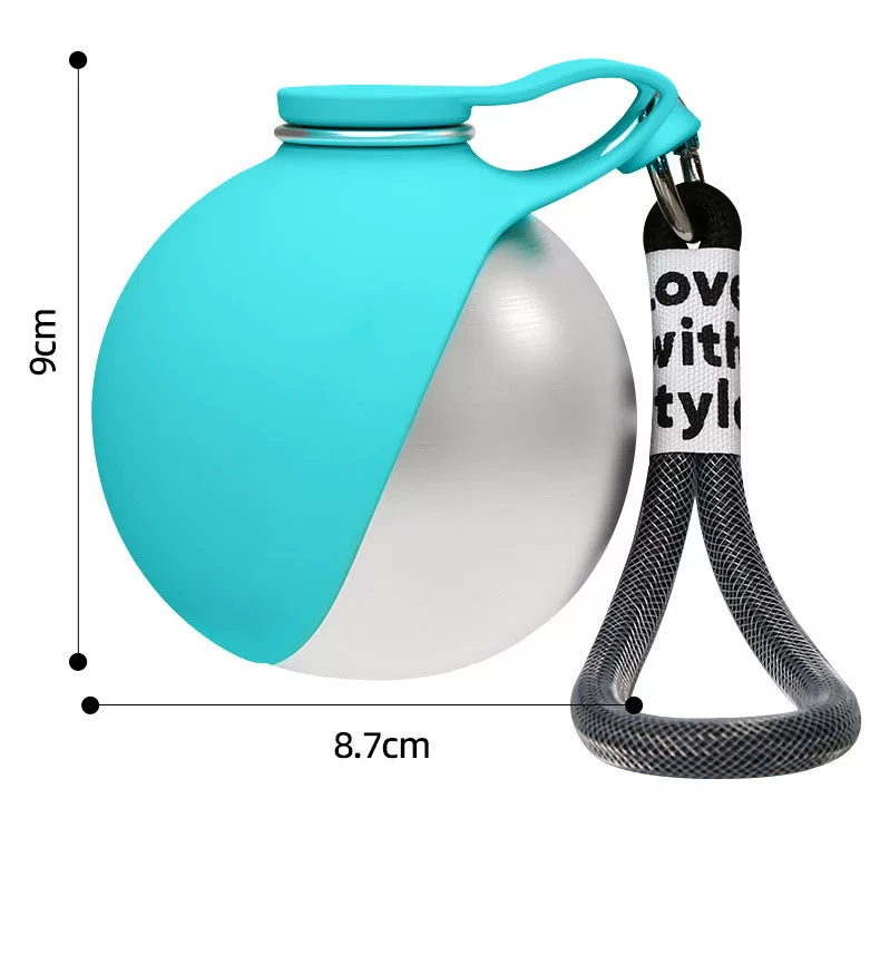 Stainless Steel Round Pet Water Bottle w/ Strap, Foldable Outdoor Cup for Dogs & Cats - Image 9