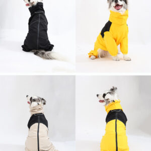Waterproof Dog Jacket 4-Leg Full Coverage Windproof Rain Coat, Two-Tone Dog Raincoat